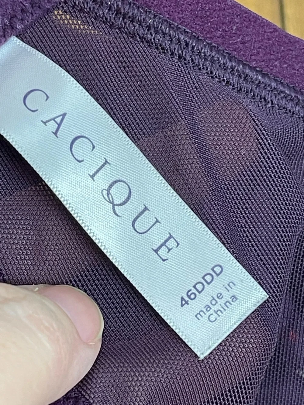 Cacique size 46DDD dark plum lace unlined full coverage bra